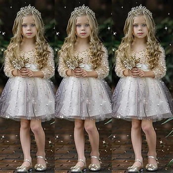 2020 Nov Prihod Girls Moda Obleko Princese Stranka Večerno Obleko Tutu 3-12 Y Sijoče Bleščica, otroška oblačila Za Dekleta INS Slog
