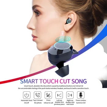 V5.0 Bluetooth Slušalke Brezžične Slušalke IPX7 Nepremočljiva Dotik Čepkov Slušalke 3300mAh lučke LED za Baterijo Tipa c Polnjenje Primeru Šport