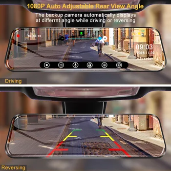Maiyue star 10 palčni zaslon na dotik 1080P avto DVR dash fotoaparat dvojno objektiv auto video snemalnik rearview mirror z 1080p rezervni fotoaparat