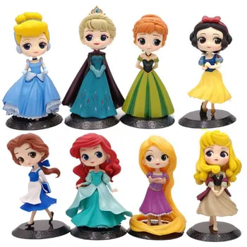 VROČE 25 Stilu Disney Princesa Q Posket Princesa Sneg Elsa & Ana klovn PVC Anime Lutke Zbirateljske Številke Modela Otrok Igrače Darilo