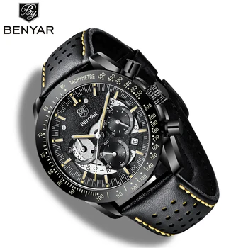 2020 Nove moške ure BENYAR quartz večfunkcijsko moda zapestje gledati vojaška nepremočljiva gledajo moški kronograf Reloj hombres