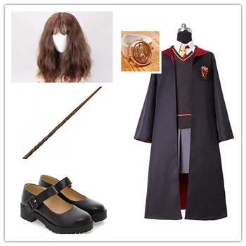 Hermiona Granger Kostum Hooded Čarobno Šolo Enotno Obleko Obleko za noč Čarovnic, Božič Obleko za Ženske Otroci