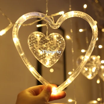 AC220V 2,5 M širina Srce Oblika LED Niz vila luči Praznik Luči Božič Poročno Dekoracijo Viseče Zavese luči