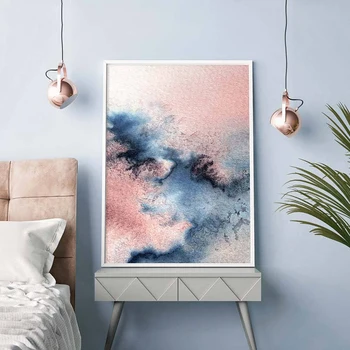 Nordijska povzetek vode barvo listov oljno sliko natisniti Blush Pink sliko dnevni sobi doma oprema dekorativne rastline steno paintin