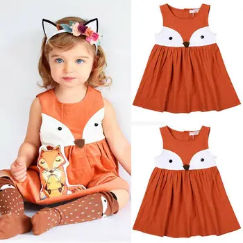 Vroče 1-5Y Priložnostne Baby Dekleta Malčka Otroci Srčkan Fox Obleko brez Rokavov Formalno Stranko Poroko Tutu Obleke