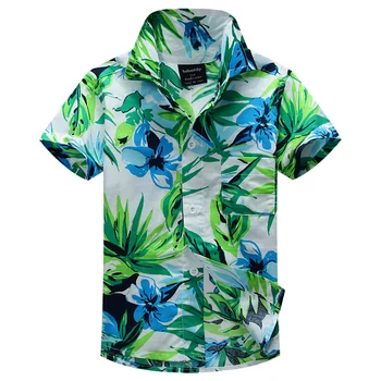 Nov prihod bombaž cvetlični majica hawaiian majica aloha majica za boy T1520