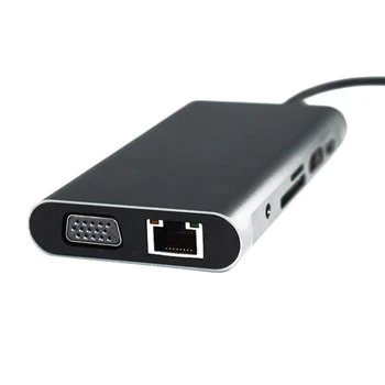 10 v 1 USB C HUB, Multi-Funkcijo Razširitvene Postaje, USB C Hub PD Hitro Polnjenje, za PC, Prenosni računalnik, TV, Itd.