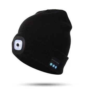 Bluetooth Beanie Klobuk z LED Smerniki Osvetljeno Kapa Kapa za ponovno Polnjenje z Brezžično Bluetooth Pozimi Toplo Plesti Klobuk BMF
