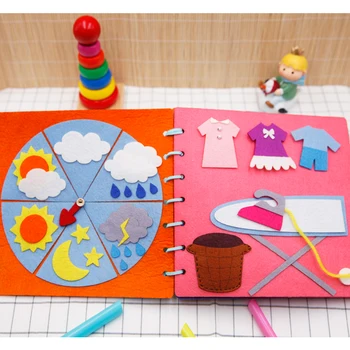Montessori Zgodnje Izobraževanje počutil Knjiga Vrtcu Otroci Ročno DIY Počutil Materiala Kit Paket Otrok Darilo fieltro Precej Knjiga