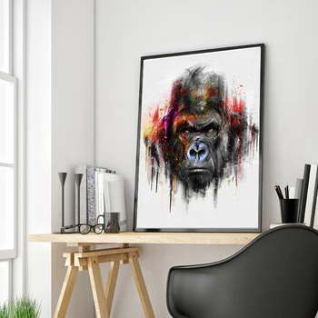 Ulica Grafiti Umetnost Opica Gorilla Platna Slike Natisni Plakat in Wall Art Moderne Pisane Živali Slike Cuadros Doma Dekor
