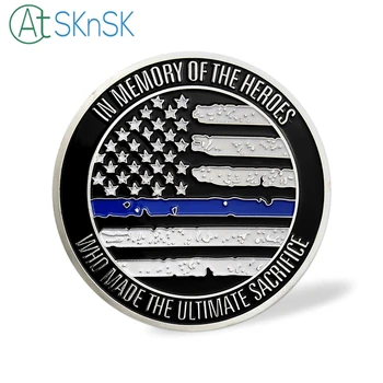 1Set/veliko Modro Življenja Važno Izziv Kovanec+Obliž Obrambi Življenj Ameriških Policistov V Spomin Na Junake Darilo