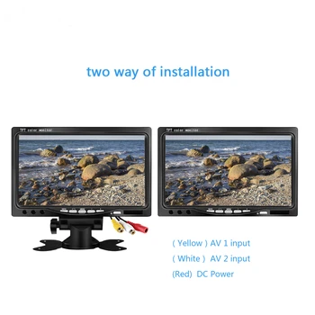 7 Palčni TFT Barvni LCD-Avto Rear View Camera Monitor Podporo Obračanje Zaslona in 2 Video Vhod AV Vhodi LCD Monitor