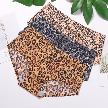 3pcs seksi leopard tiskanja spodnje perilo za ženske, M/L/XL nizko pasu brezhibno Vroče prodaje Ultra-tanek udobje Poletje Perilo spodnjice brez Hlačnic, spodnje hlačke