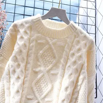 2020 Ženske pleteni puloverji pulover priložnostne trdni zunanji obrabe Jeseni, pozimi zgostitev tople Mehke pletenine za ženske