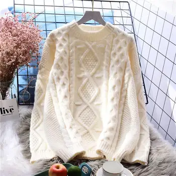 2020 Ženske pleteni puloverji pulover priložnostne trdni zunanji obrabe Jeseni, pozimi zgostitev tople Mehke pletenine za ženske