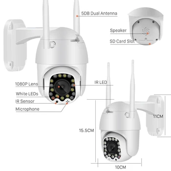 Samodejno Sledenje 2MP Oblak 1080P Prostem PTZ IP Kamero Home Security Wifi Kamera 4X Digitalni Zoom Speed Dome Kamere s Sireno Svetlobe