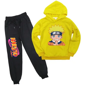 Otroci Nastavite Naruto Natisnjeni Hooded Majica Jeseni Dolgimi Rokavi, oblačila, Dolge hlače 2020 Nov modni Hoodies Fantje Nastavite