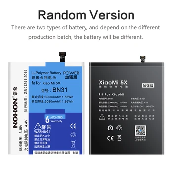 NOHON Baterija Za Xiaomi Mi 4C 5 5S 5X 6 Mi5X Mi5S Mi5 Mi4C Mi6 Redmi Opomba 5A BN31 BM22 BM35 BM36 BM39 Zamenjava Telefon Bateria