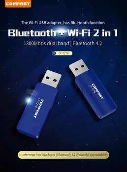 Comfast intel 802.11 ac 1300mbps wifi mrežno kartico dvojno band2.4&5.8 WiFi adapter Bluetooth4.2 brezžični USB adapter CF-727B