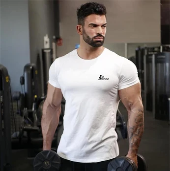 Moške Poletne Tshirts Bodybuilding Vrhovi Fitnes Vadbo Priložnostne Ulične Kažejo Mišice Shirt Mens Oblačila