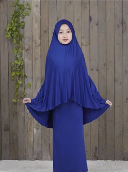 Abaya Tam Kaftan Muslimanska Molitev Oblačilo Obleko Arabskega Bližnjega Vzhoda Molitev Hidžab Teen Girl Preprost Dva Kosa Obleke Otroci Islamska Oblačila