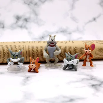 Otroško Darilo za Rojstni dan Torta Dekor Drobni Slika Tom Cat Igrača Jerry Mouse Mickey Model Lutka 5pcs Set