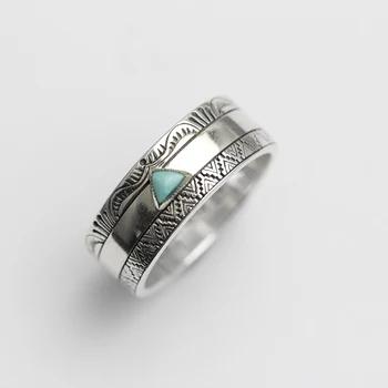 Novo verodostojna 925 sterling srebro Indijski stil turkizen prstan osebnost moških in žensk Bohemia obroč 2020 nakit darilo