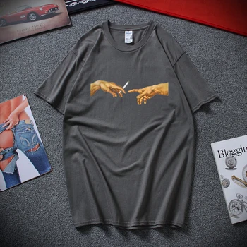 LettBao MICHELANGELO Majice s kratkimi rokavi Moški Harajuku Tshirt Moški Smešno Tiskanja Hip Hop T-majica Bombaž Ulične Priložnostne Tee Shirt Homme Vrhovi