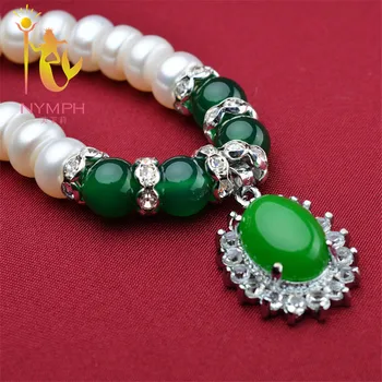 NIMFA biserna ogrlica, ki jewlery Zelena agate naravnih nakit obesek za Mamo X1213