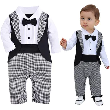 Baby boy oblačila baby obleke Novorojenega Dojenčka Baby Fantje Jopičem, Gospod Onesie Romper Jumpsuit Poroka Obleke, fantje, otroci oblačila