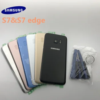 Samsung Galaxy S7 G930 S7 rob G935 Baterije Hrbtni Pokrovček Vrata Stanovanja Zamenjava rezervnih Delov + uho Fotoaparat Objektiv Stekla Okvir+orodje