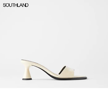 SOUTHLAND Poletje kvadratni toe ženske diapozitivi čudno pete ženske sandali