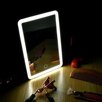 Prižgal Ličila Led Ogledalo Potovanja Nečimrnosti Ogledalo z Lučmi USB Polnjenje Lučka Tabela Kozmetično Ogledalo z Zaslonom na Dotik Stikala