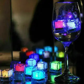 12 Kos LED Kocke Ledu Žareče Svetleče Neon Poroko Festival Bar Vino Okusa Stekla Dekoracijo Pogodbenice Prednost Noč Svetlobe