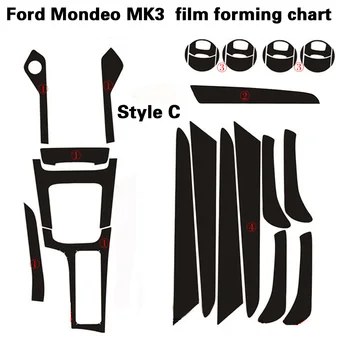 Za Ford Mondeo MK3/4 2007-2013 Notranje zadeve Centralni Nadzorni Plošči Vrata Ročaj iz Ogljikovih Vlaken Nalepke Nalepke Avto styling Accessorie