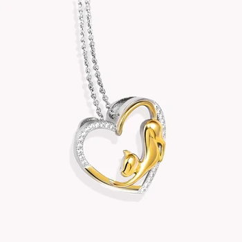 LJUBEZEN, srce zlato mačka obliko obesek visi ogrlica nastavitev kubičnih cirkonij povezavo verige vijolična barva ogrlica za ženske
