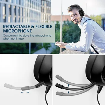 Mpow HC4 Nad Uho Slušalke Z šumov Kristalno Jasno Mikrofon Zložljive Slušalke Z AUX&USB Za PC/iPad/Tableta
