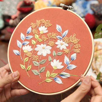 Antike DIY Vezenje embroidereds ključnih verige Needlework cvet srčkan par Floret Etnične veter živali smešno porte clef nakit