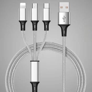 !ACCEZZ Najlon 3 v 1 Micro USB Tip-C Kabli, Polnilec Za Samsung Xiaomi Razsvetljavo Kabel za Polnjenje, 8Pin Za iPhone 7 8 6S Plus X XS