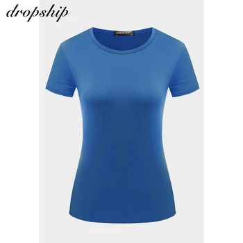 Dropship 7 Barvna Majica s kratkimi rokavi Ženske Elastične Osnovne Plus Velikost majice 2020 Ženski Priložnostne Vrhovi Kratkimi Rokavi Ženske Tee