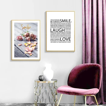 Romantično Cvetje Nasmeh Smeh, Ljubezen Ponudbo Platna Slike Nordijska Wall Art Slik, Plakatov za dnevno Sobo Odlikovanja