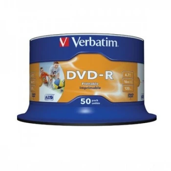 DVD-R 16x Verbatim Printable ŠIROKE ŠT ID Tarrina 50 Kos