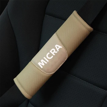 Za Nissan Micra 2pcs Moda Ogljikovih Vlaken Usnje Avto varnostnega Pasu Pokrov Avtomobila varnostnega Pasu Rami Pad Avto Oprema Avto Styling