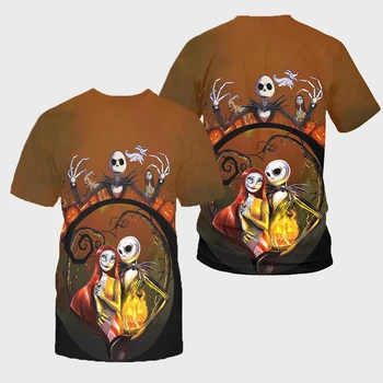 2019 Halloween Novo poletje 3D Fashion majica s kratkimi rokavi Nočna mora Pred Božičem Celoti Natisnjeni T-shirt - Hoodie Majica priložnostne vrhovi