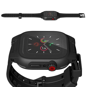 SHELLBOX Nepremočljiva Šport Watch Primeru z Silikonski Trak za Apple Gledati Serije 5 4 za iWatch 44 mm Trak Zaščitnik Zaslon Pokrov