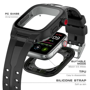 SHELLBOX Nepremočljiva Šport Watch Primeru z Silikonski Trak za Apple Gledati Serije 5 4 za iWatch 44 mm Trak Zaščitnik Zaslon Pokrov