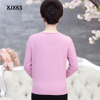 XJXKS 2018 Nove ženske je preprosto dolgimi rokavi pulover jeseni in pozimi krog vratu dno toplo modni pulover brezplačna dostava