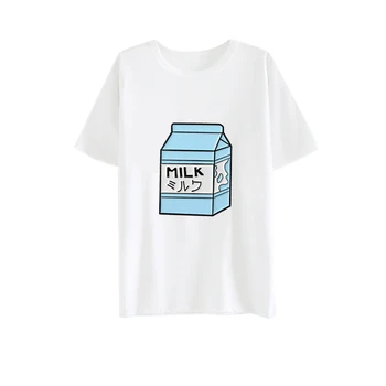 2019 majica s kratkimi rokavi ženske tshirt Japonski mleka harajuku camiseta mujer t-shirt bela vzročno tee shirt femme za plemenito dekle
