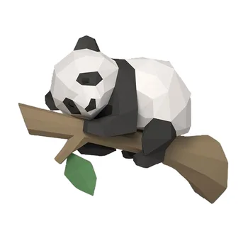 Nov Geometrijski Papirja Origami 3D Model Živali Panda na Drevo Srčkan Papercraft Doma Dekor Dekoracijo Sten Izobraževalne Igrače