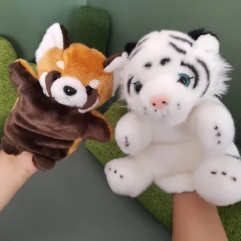 Simulacija Živali panda Strani Lutkovno tiger Lutke Plišastih Ročno Lutko, zgodnje izobraževanje Učenje Igrače za otroke Lutke za pripoveduje zgodbo